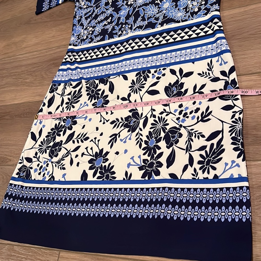 NWOT Eliza J Floral Jersey Shift Dress Blue/White Size 6 - Picture 10 of 16